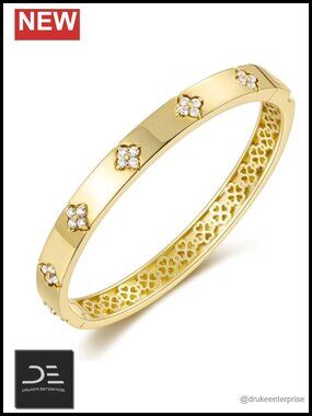 14K Gold Plated Moissanite Bangle Bracelet Infinity Design Women
